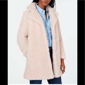 Inc international concepts faux fur coat jacket Teddy taupe beige XS